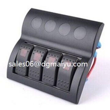 con panel de interruptor basculante LED rojo Caravan Automotive Interruptor basculante de 4 bandas